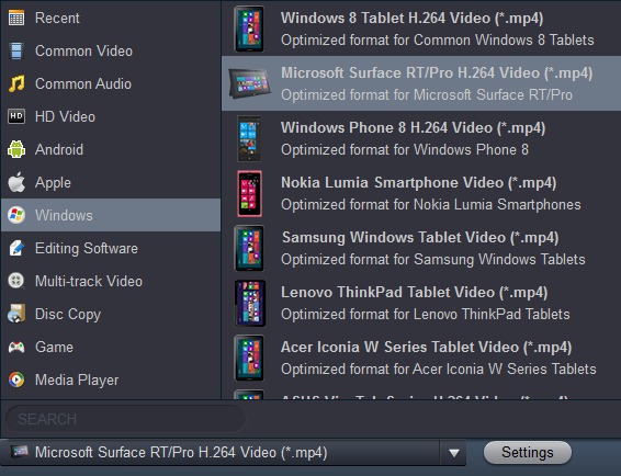 Surface Pro 4 supported video formats